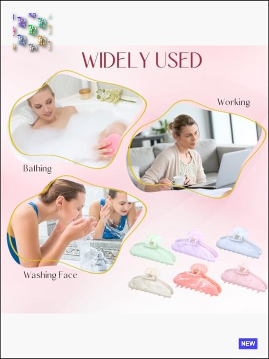 24 Pcs Large Acrylic Hair Claw Clips Bulk Strong Hold Non-slip French Barrettes